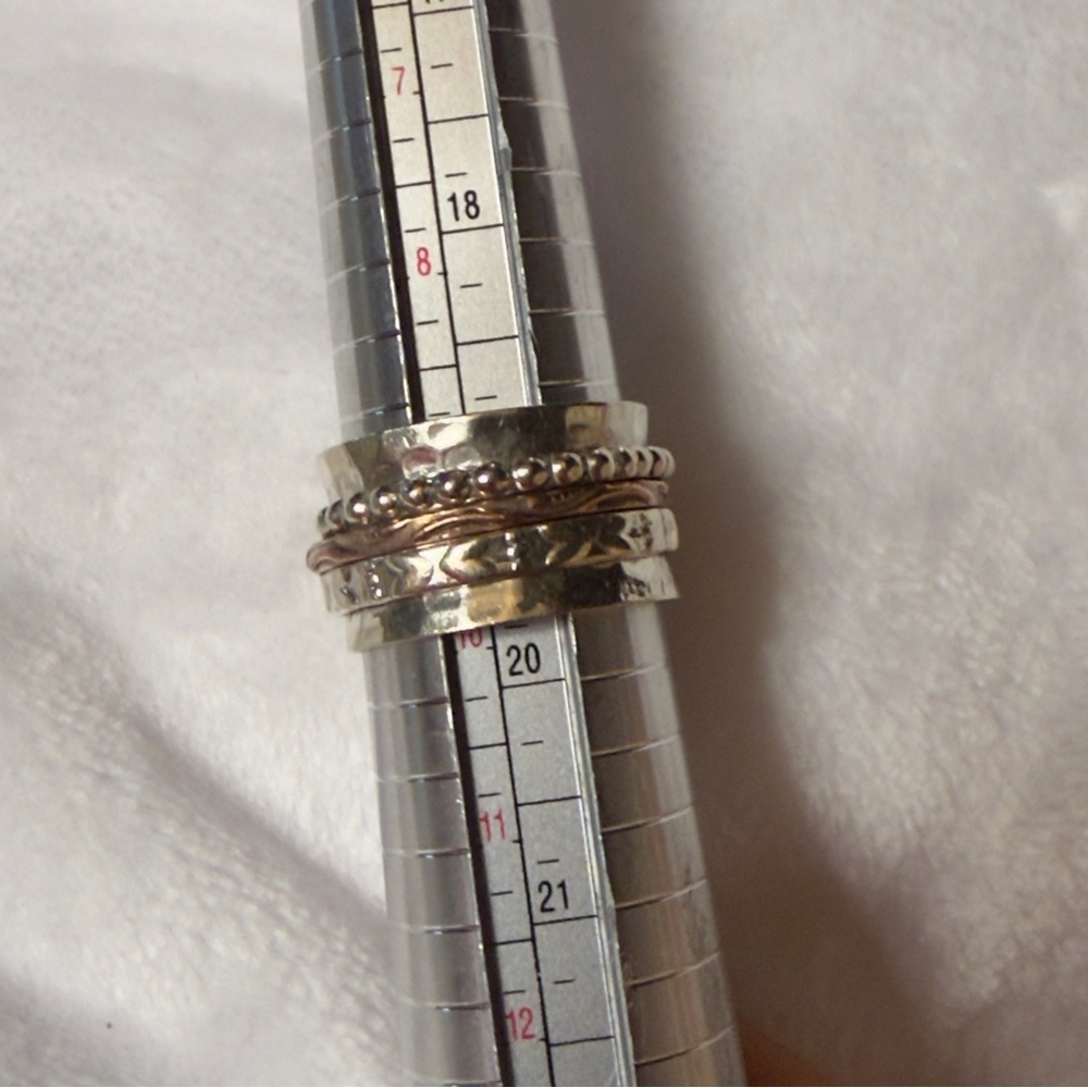 Sterling Silver Rose Gold Spinner Fidget Meditation Ring Size 9 1/2 - Picture 6 of 6